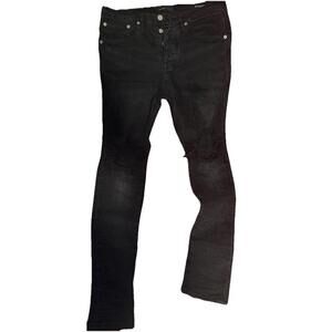 Purple Brand Distressed Black Skinny Denim Jeans Men's Slim Fit 5-Pocket